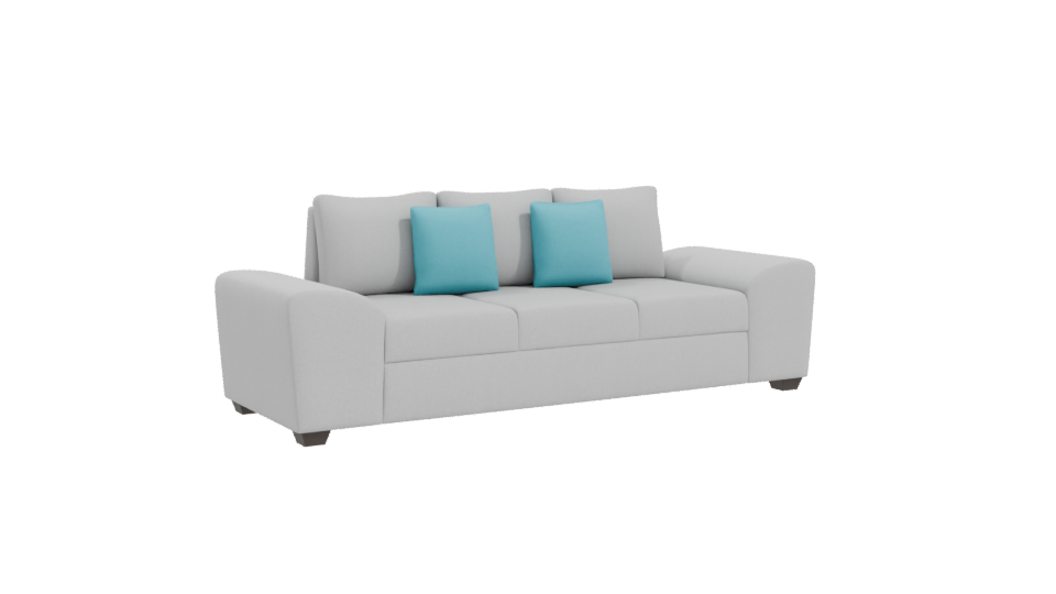 Modern Minimalist White Sofa with Teal Cushions 3D Model - Professional 3D Model Render 10