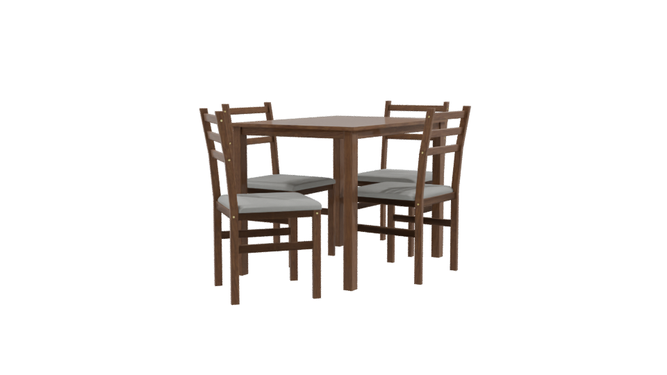 Stylish Wooden Dining Table Set with Chairs 3D Model - Professional 3D Model Render 9