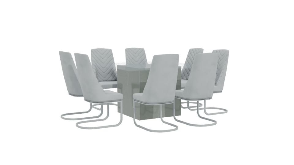 Elegant Glass Dining Table Set 3D - Professional 3D Model Render 4