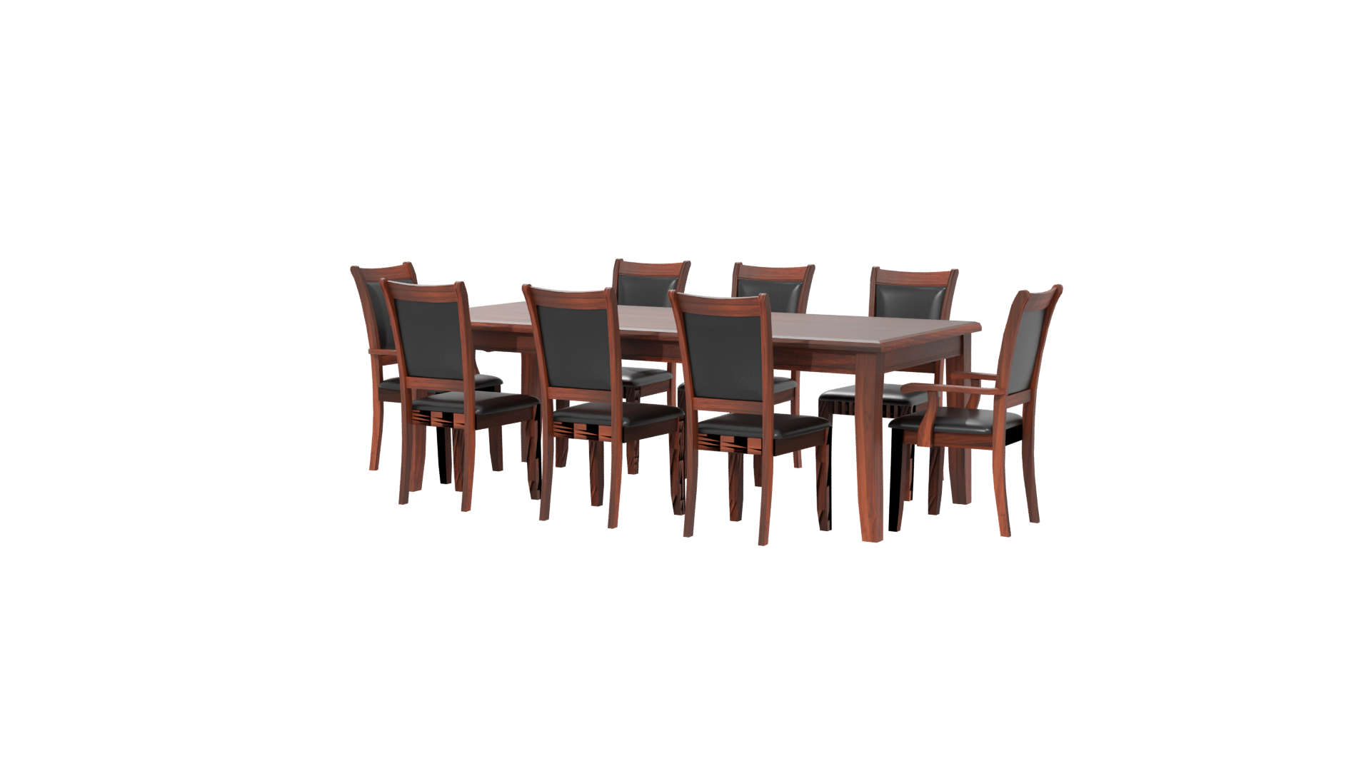Elegant Rectangular Wooden Dining Table Set 3D Model - Professional 3D Model Render 6