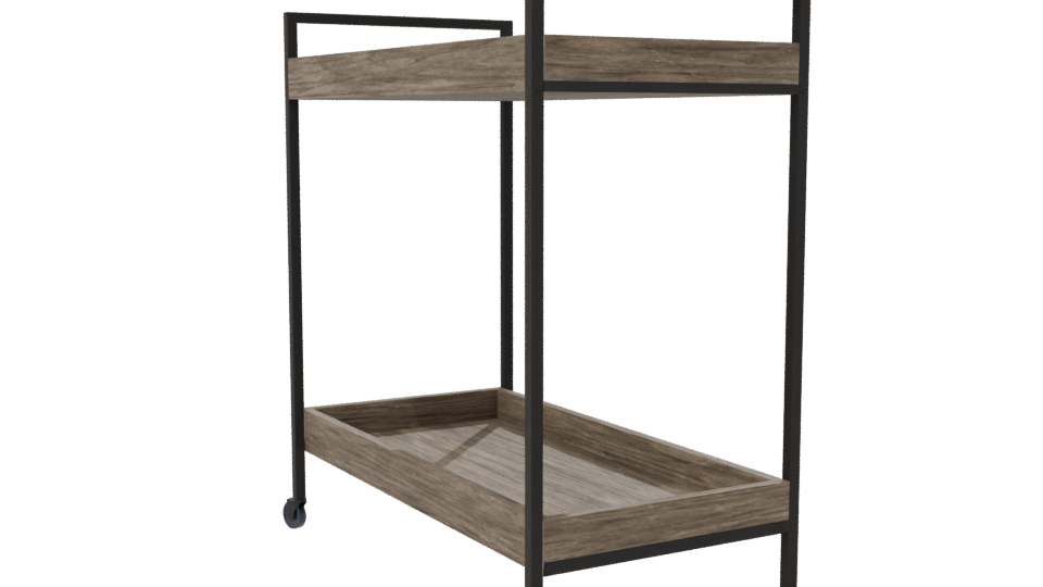 Industrial Wooden Serving Cart 3D Model - Professional 3D Model Render 7