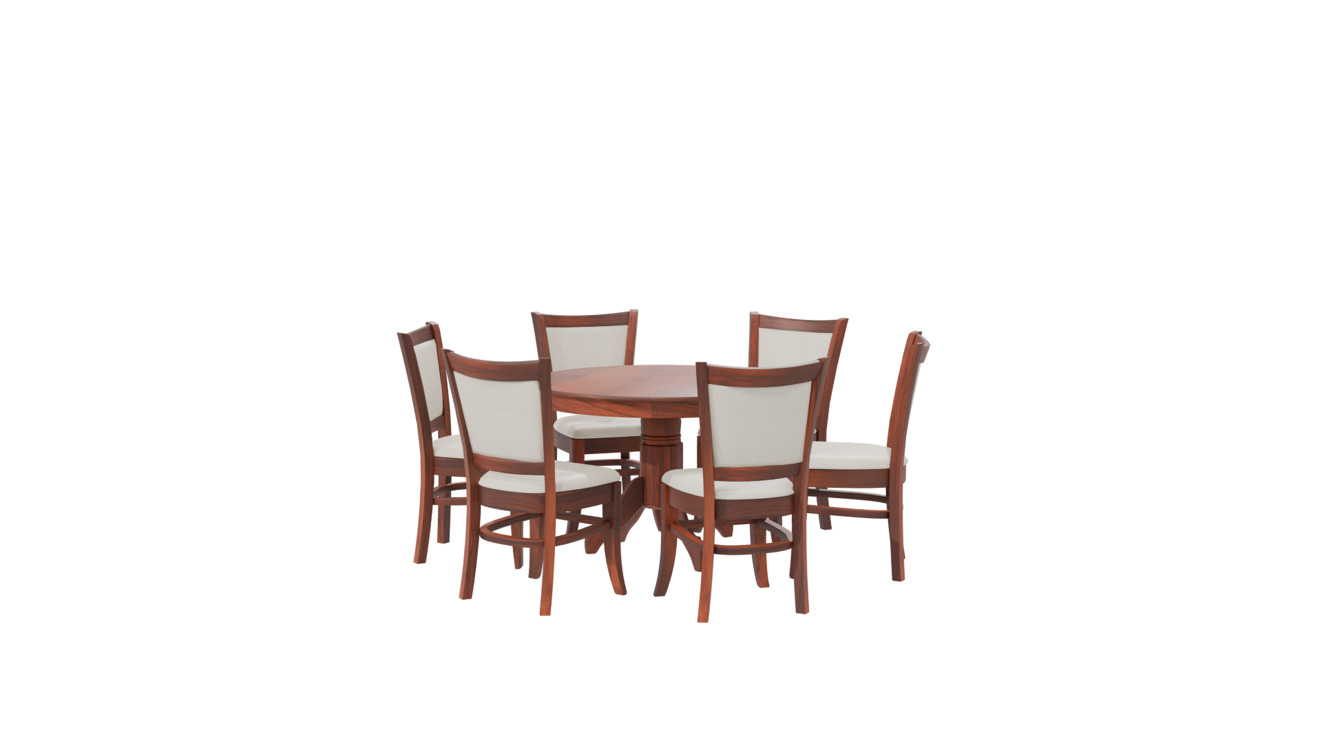 Elegant Round Wooden Dining Table with Chairs - Professional 3D Model Render 7