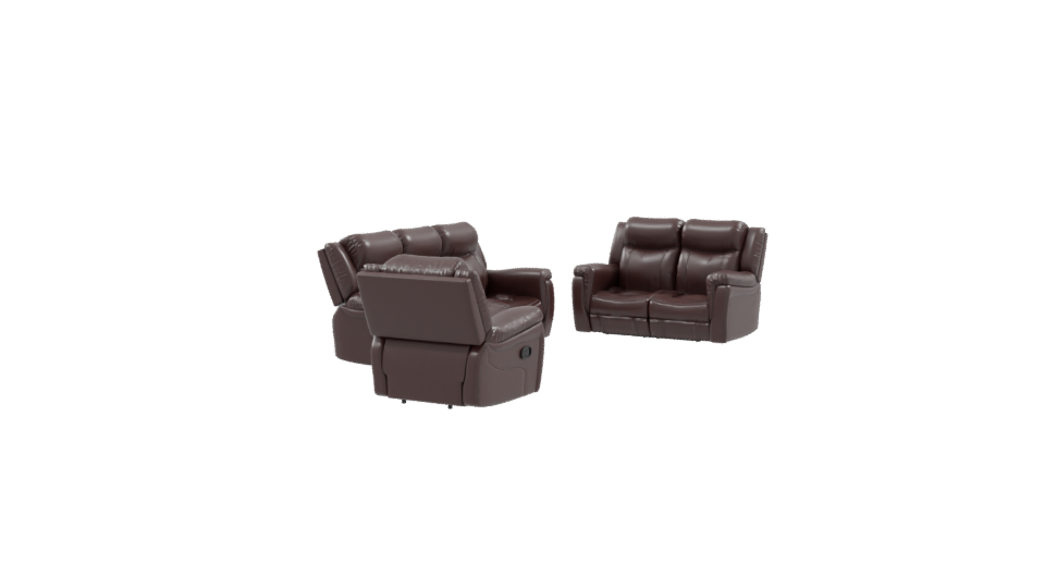 Elegant Reclining Leather Sofa Set - Professional 3D Model Render 9