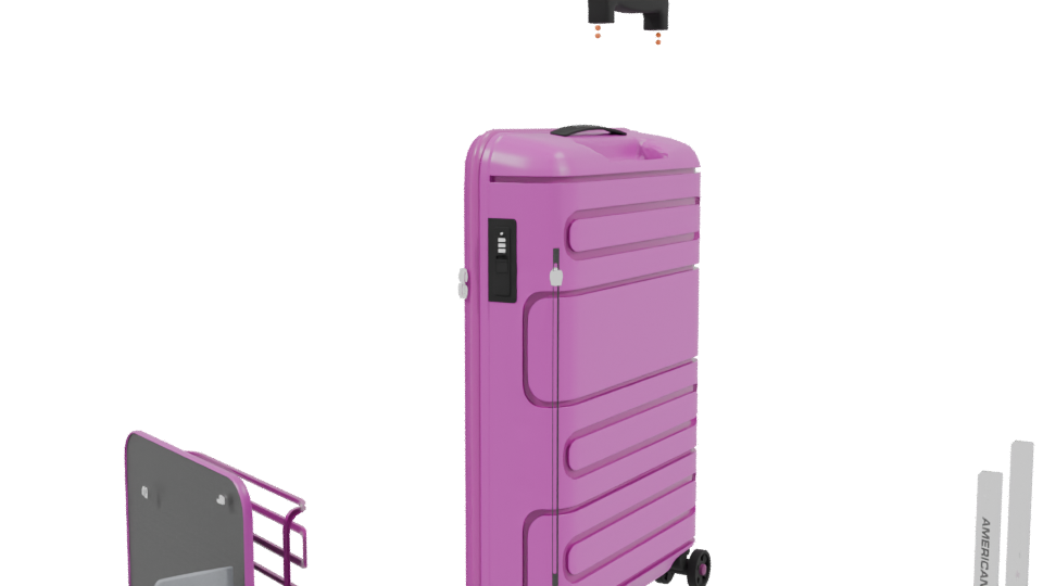 Stylish Pink Luggage Model - Professional 3D Model Render 3