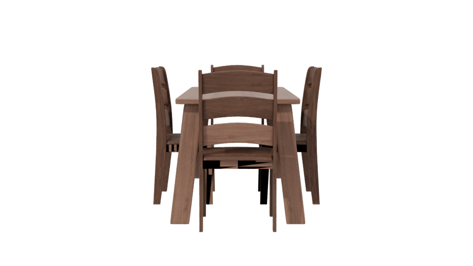Elegant Wooden Dining Table Set - Professional 3D Model Render 2