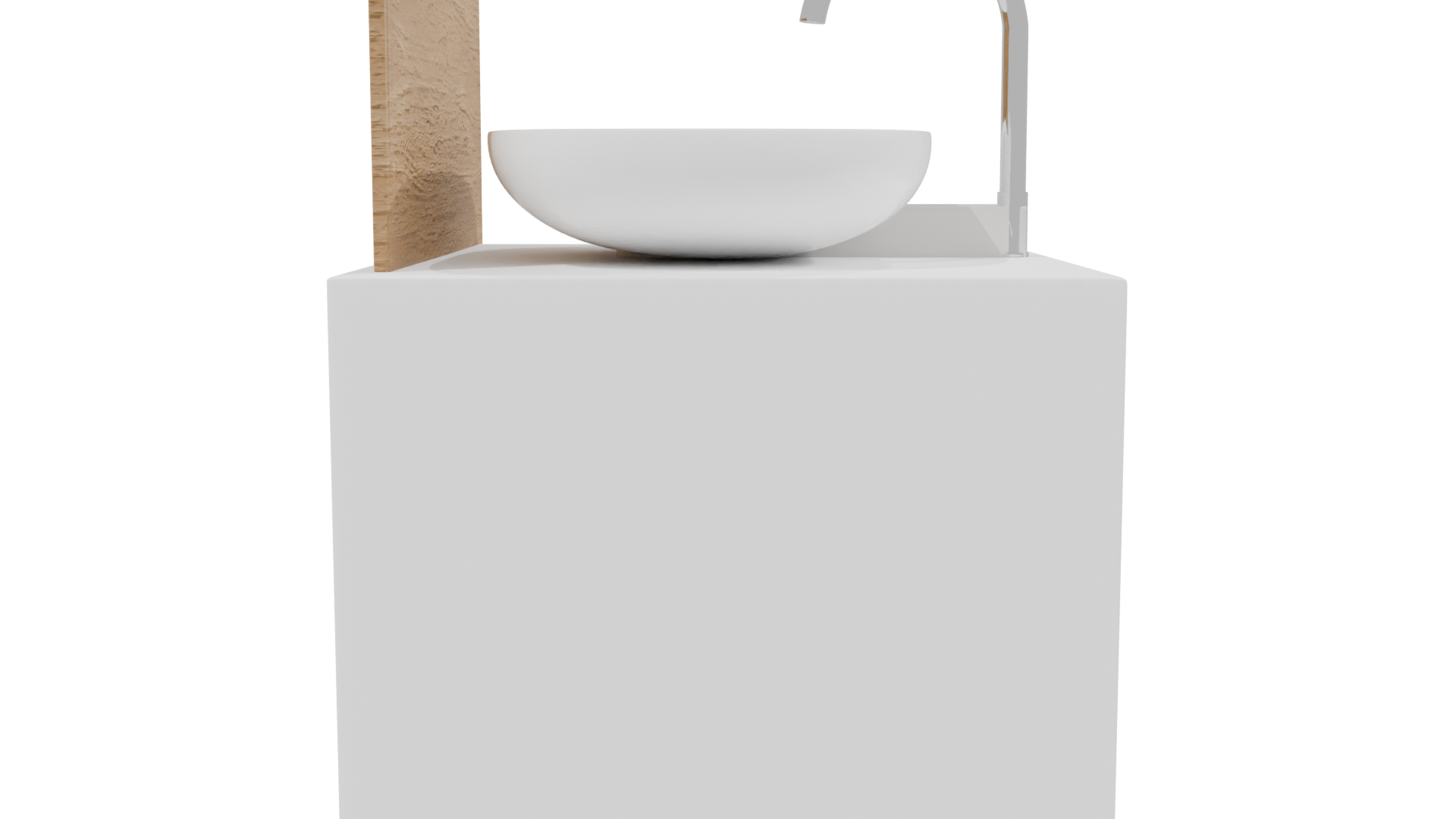 Minimalist Wooden Bathroom Sink - Professional 3D Model Render 2