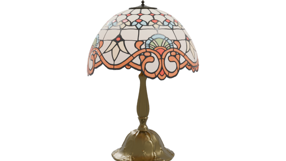 Vintage Stained Glass Table Lamp - Professional 3D Model Render 10