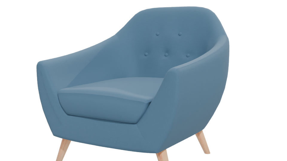 Stylish Blue Accent Chair 3D - Professional 3D Model Render 12