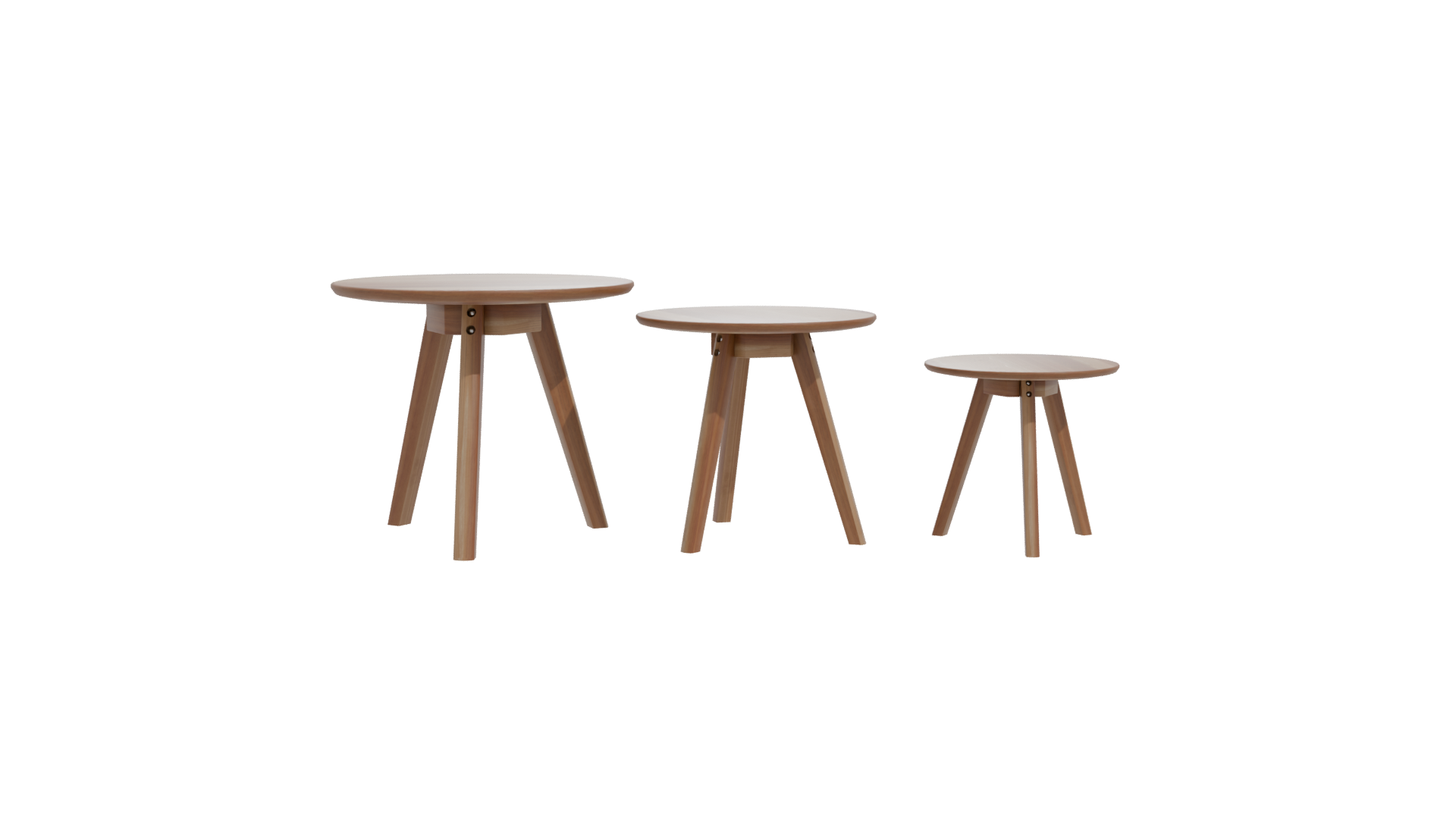 Stylish Wooden Side Table Set - Professional 3D Model Render 11
