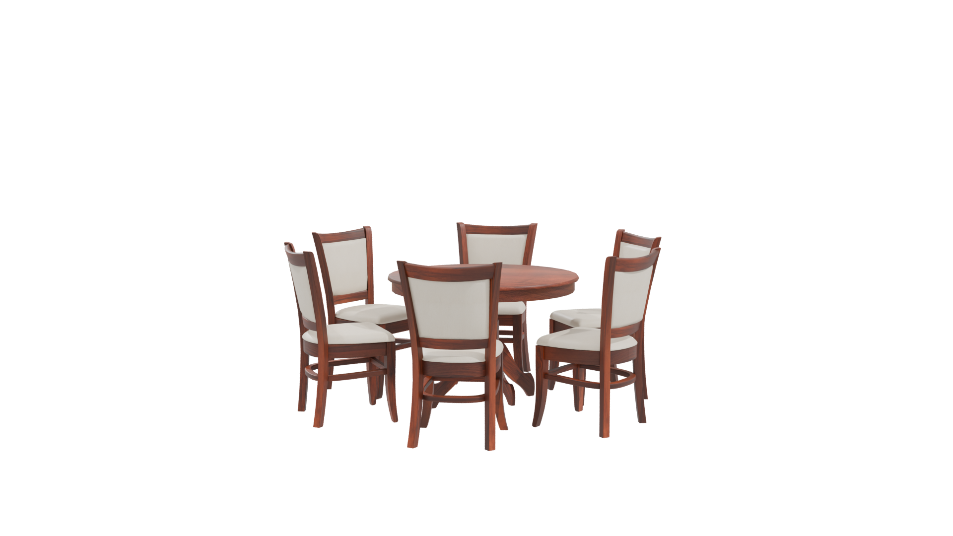 Elegant Round Wooden Dining Table with Chairs - Professional 3D Model Render 10