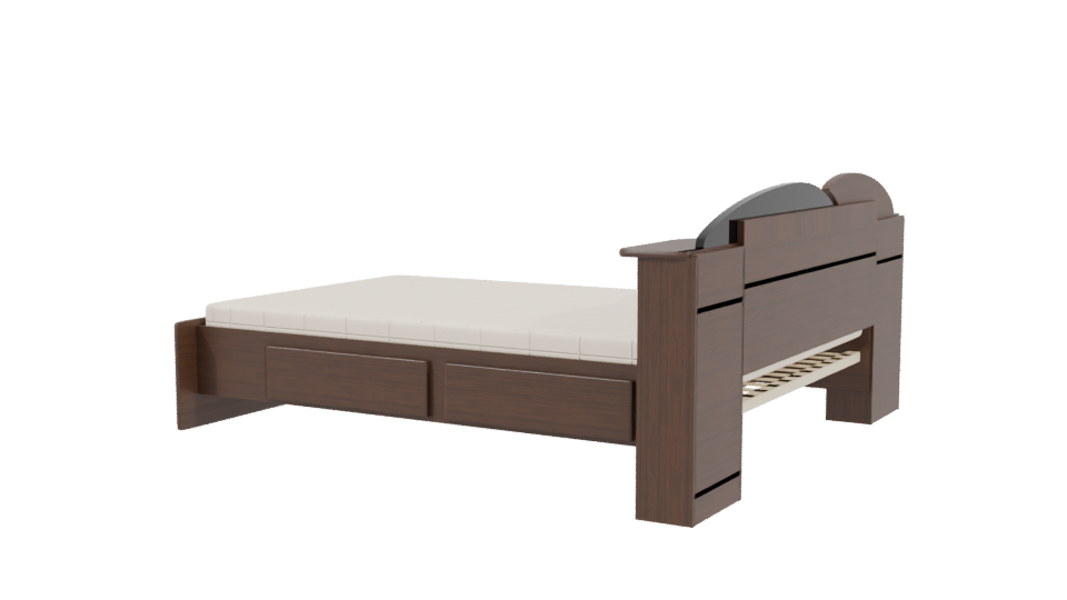 Contemporary Wooden Bed 3D Model - Professional 3D Model Render 3