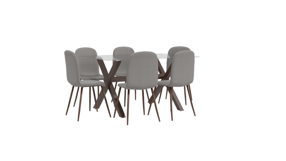 Stylish Glass Top Dining Set - Professional 3D Model Render 10