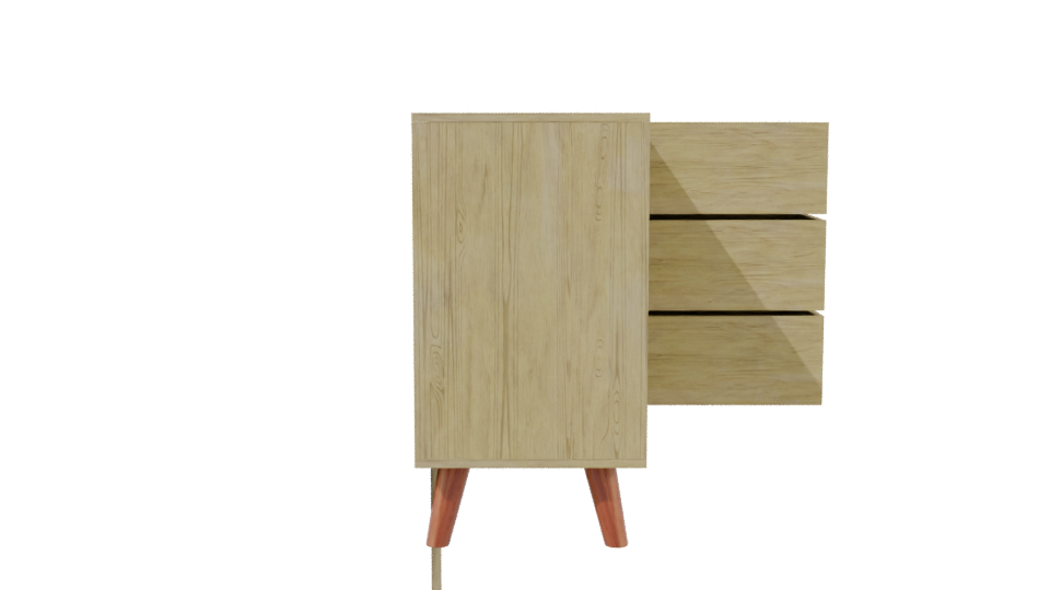 Vintage Wooden Sideboard 3D Model - Professional 3D Model Render 2