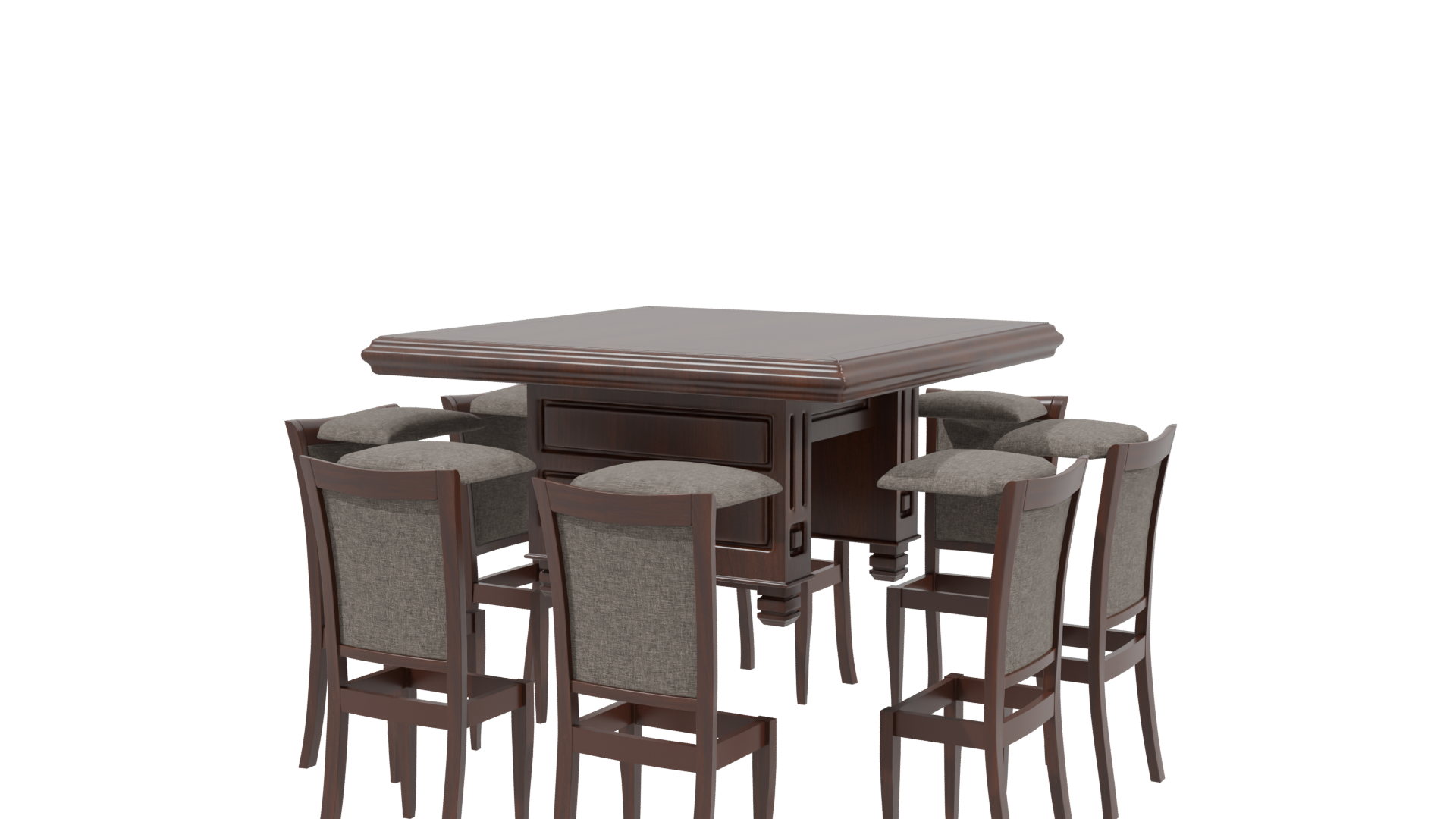 Elegant Wooden Dining Set 3D - Professional 3D Model Render 3