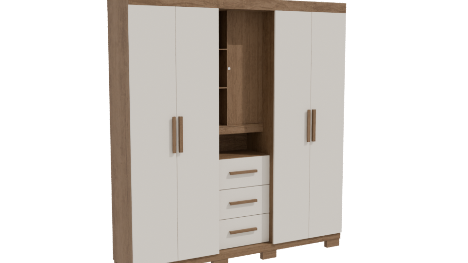 Stylish Wooden Wardrobe 3D Model - Professional 3D Model Render 10