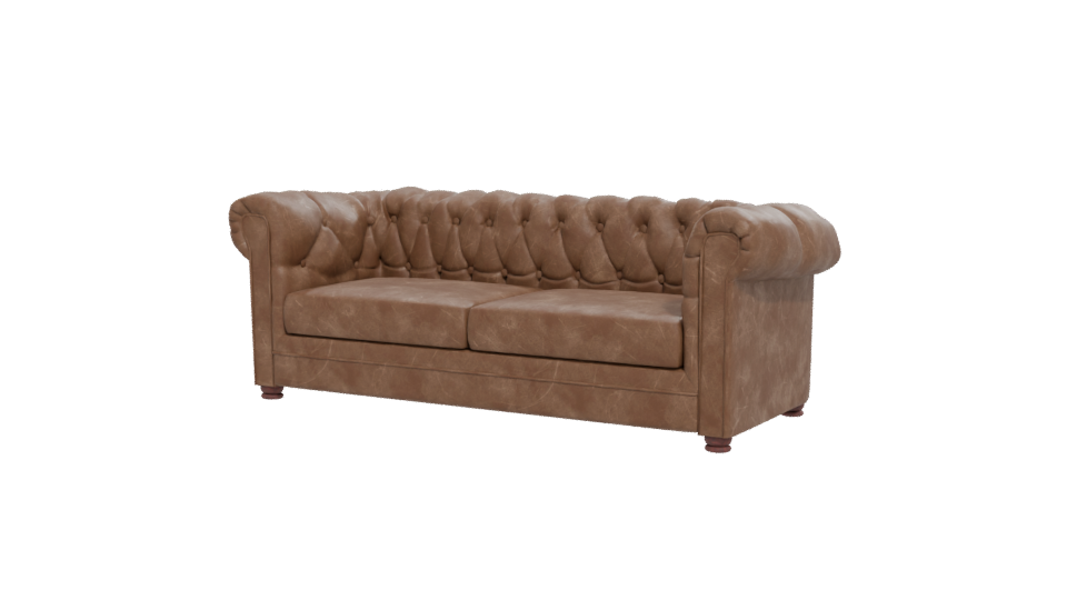 Luxurious Vintage Leather Chesterfield Sofa 3D Model - Professional 3D Model Render 12