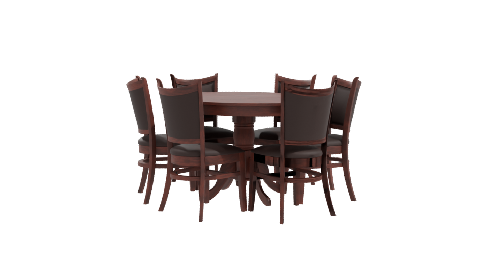 Elegant Circular Dining Table Set - Professional 3D Model Render 10