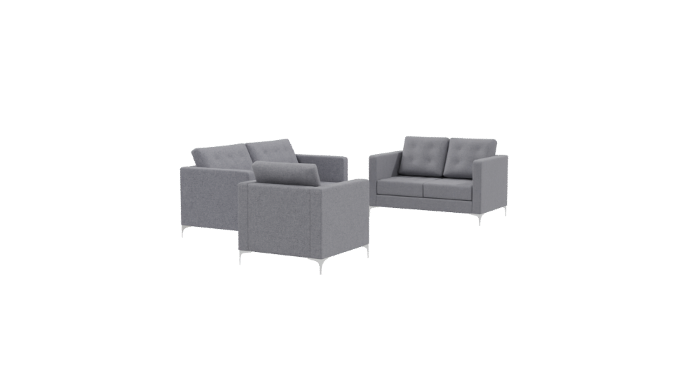 Stylish Grey Sofa Set 3D Model - Professional 3D Model Render 9
