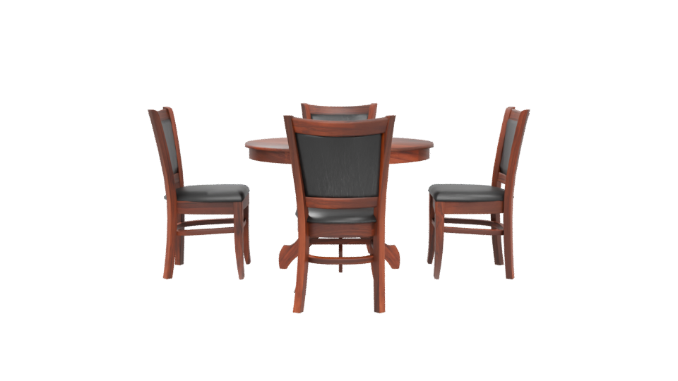 Stylish Round Wooden Dining Set - Professional 3D Model Render 5