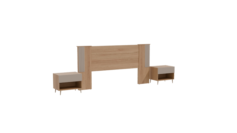 Modern Headboard with Nightstands 3D - Professional 3D Model Render 10
