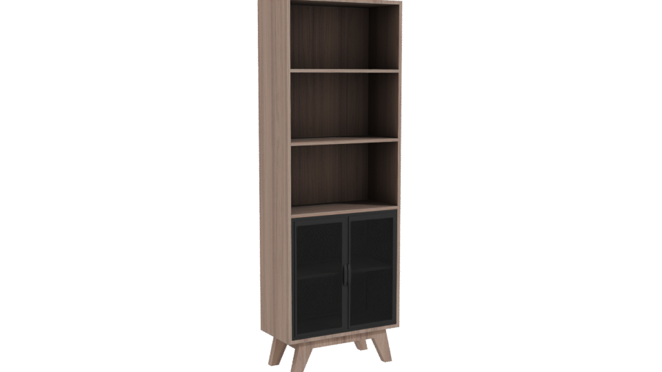 Stylish Wooden Bookshelf Model - Professional 3D Model Render 10