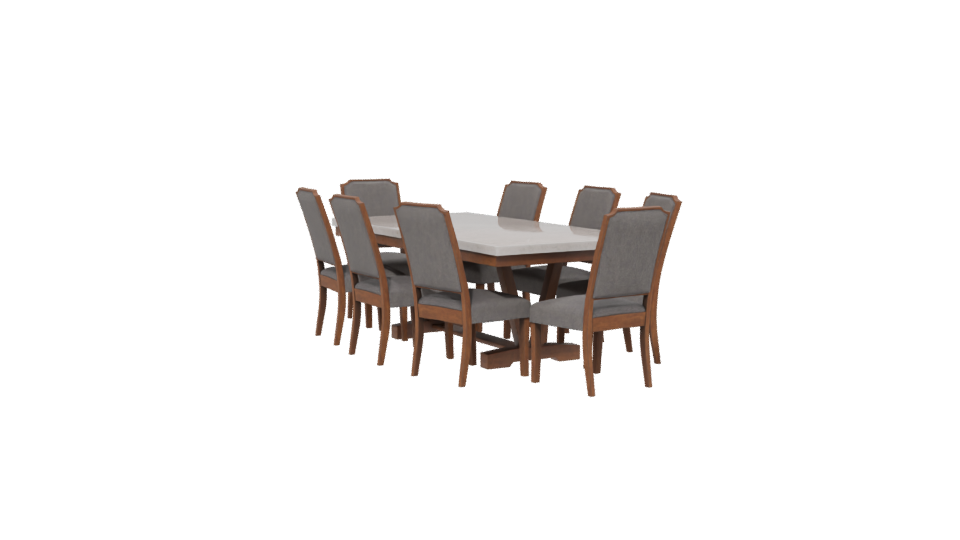 Stylish Wooden Dining Table Set - Professional 3D Model Render 13