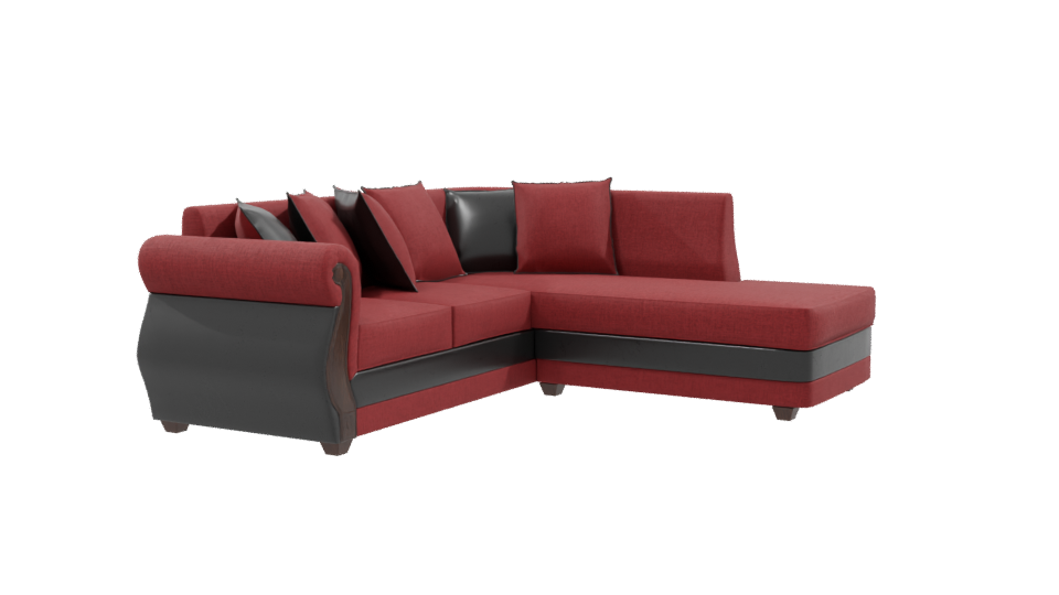 Stylish Red Fabric Sofa with Cushions 3D Model - Professional 3D Model Render 9