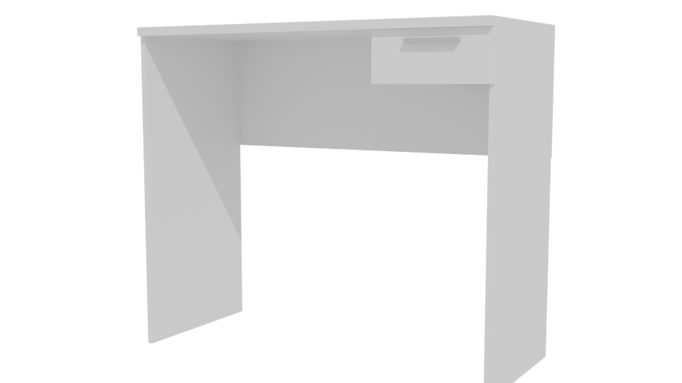 Minimalist White Desk Model - Professional 3D Model Render 12