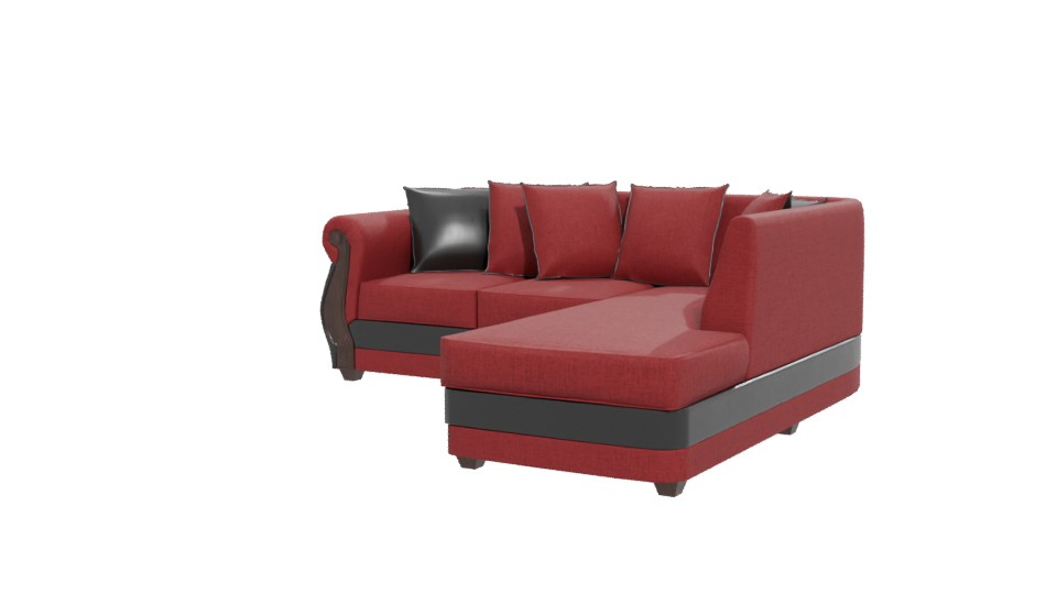Stylish Red Fabric Sofa with Cushions 3D Model - Professional 3D Model Render 12