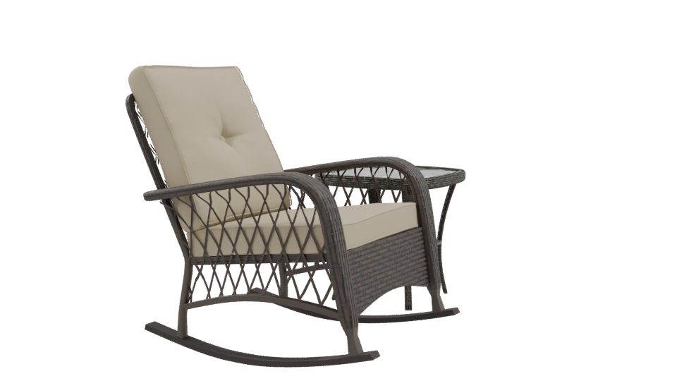 Contemporary Outdoor Lounge Chair and Accent Table 3D Model - Professional 3D Model Render 9