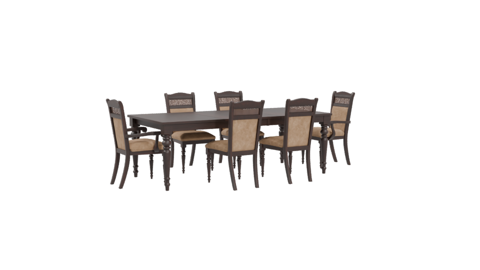 Elegant Wooden Dining Table Set 3D Model - Professional 3D Model Render 4