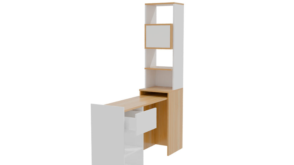 Contemporary Wooden Office Desk with Storage - Professional 3D Model Render 9