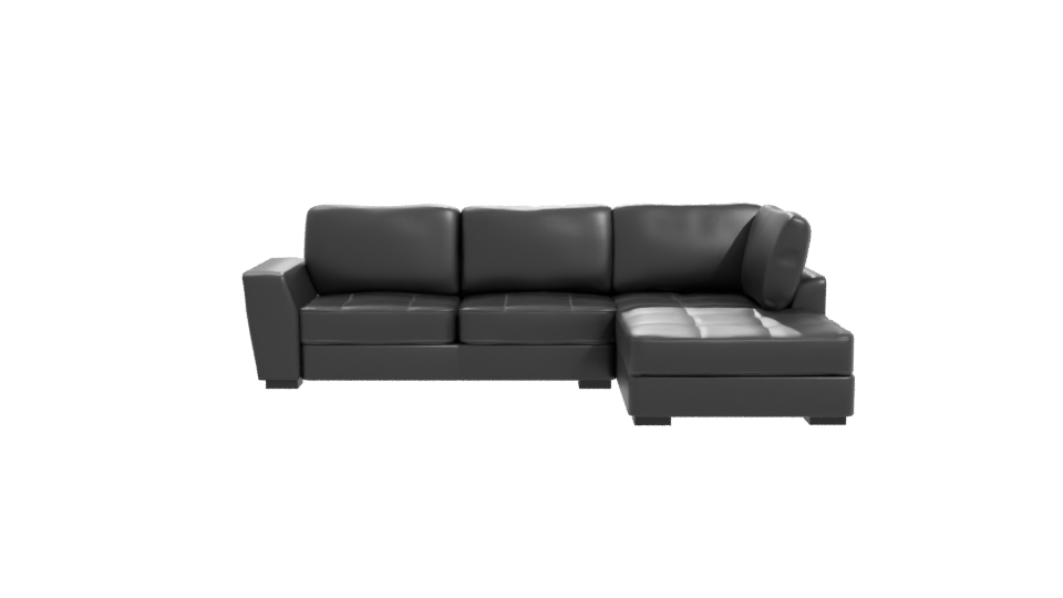 Contemporary Black Leather Sectional Sofa 3D Model - Professional 3D Model Render 11