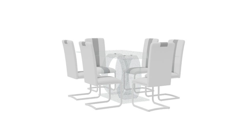 Contemporary Glass Dining Table Set - Professional 3D Model Render 7