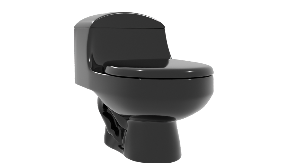 Modern Black One-Piece Toilet 3D - Professional 3D Model Render 10