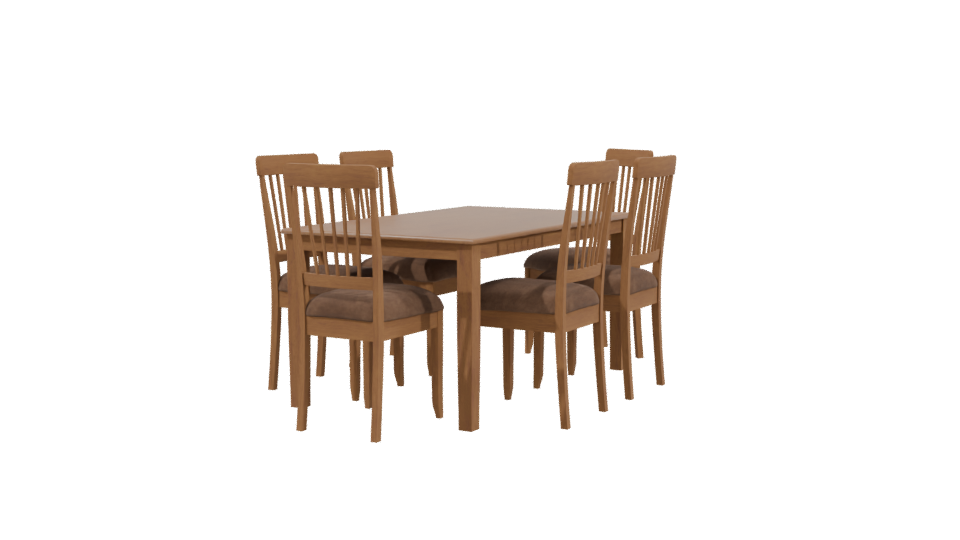 Stylish Wooden Dining Table Set 3D Model - Professional 3D Model Render 3