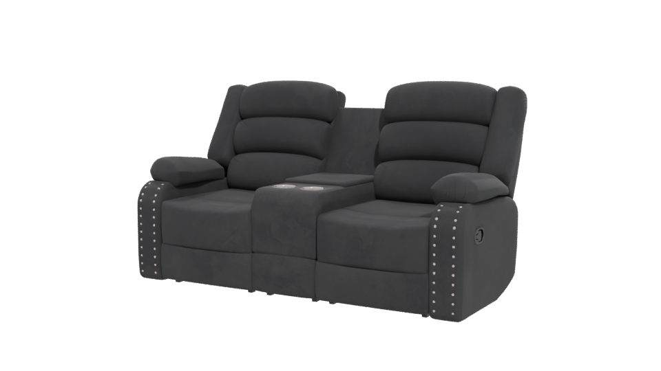 Reclining Black Love Seat 3D - Professional 3D Model Render 12