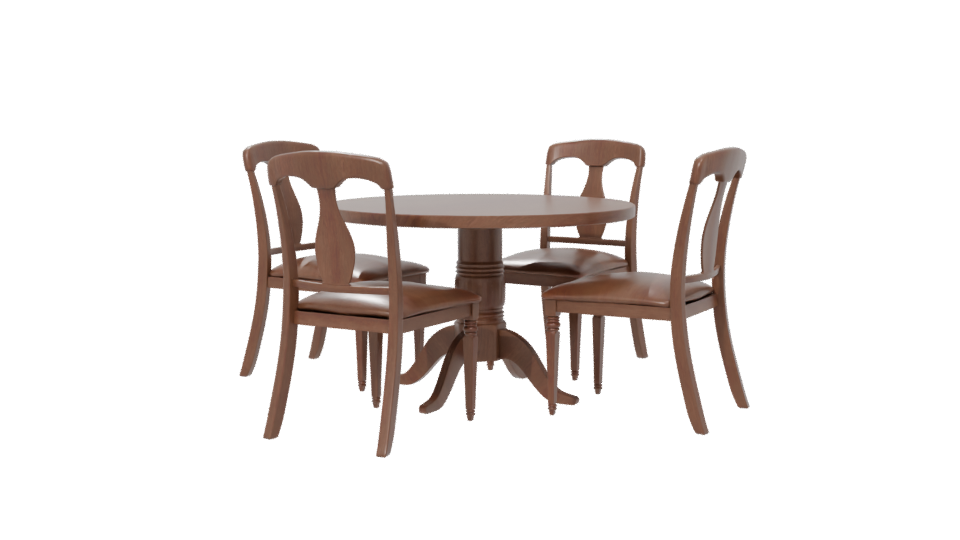 Elegant Wooden Dining Set 3D - Professional 3D Model Render 6