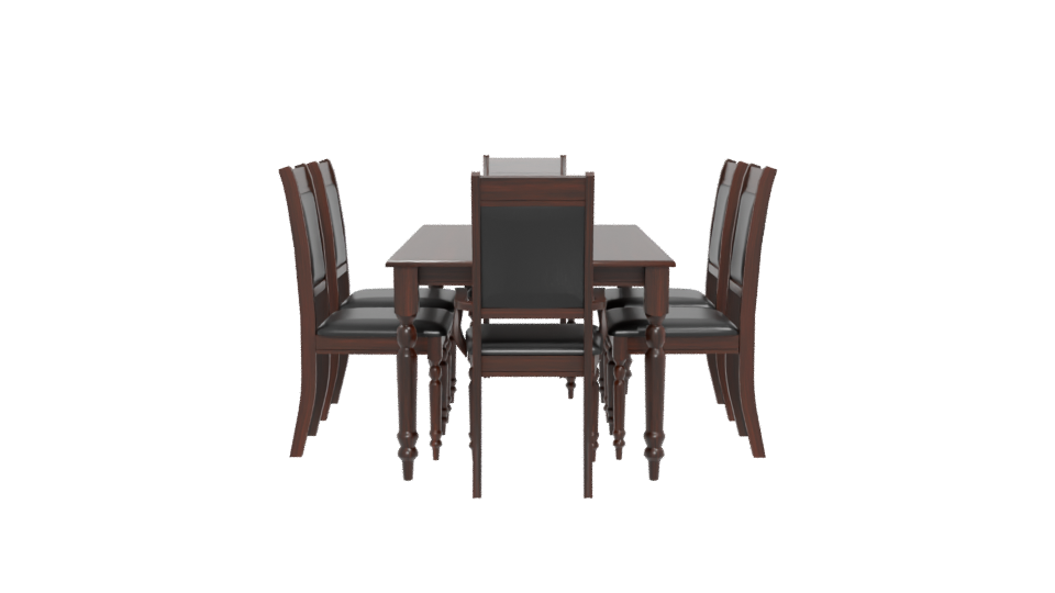 Elegant Wooden Dining Table with Chairs Set 3D Model - Professional 3D Model Render 5