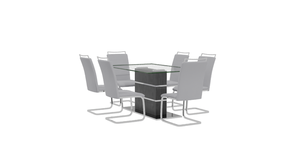 Modern Glass Dining Table Set - Professional 3D Model Render 4