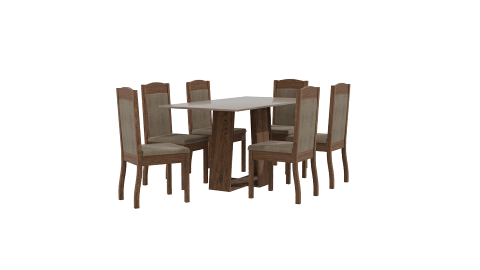 Stylish Wooden Dining Set Model - Professional 3D Model Render 9