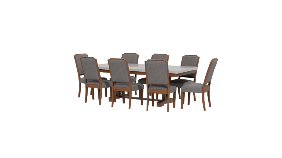 Stylish Wooden Dining Table Set - Professional 3D Model Render 12