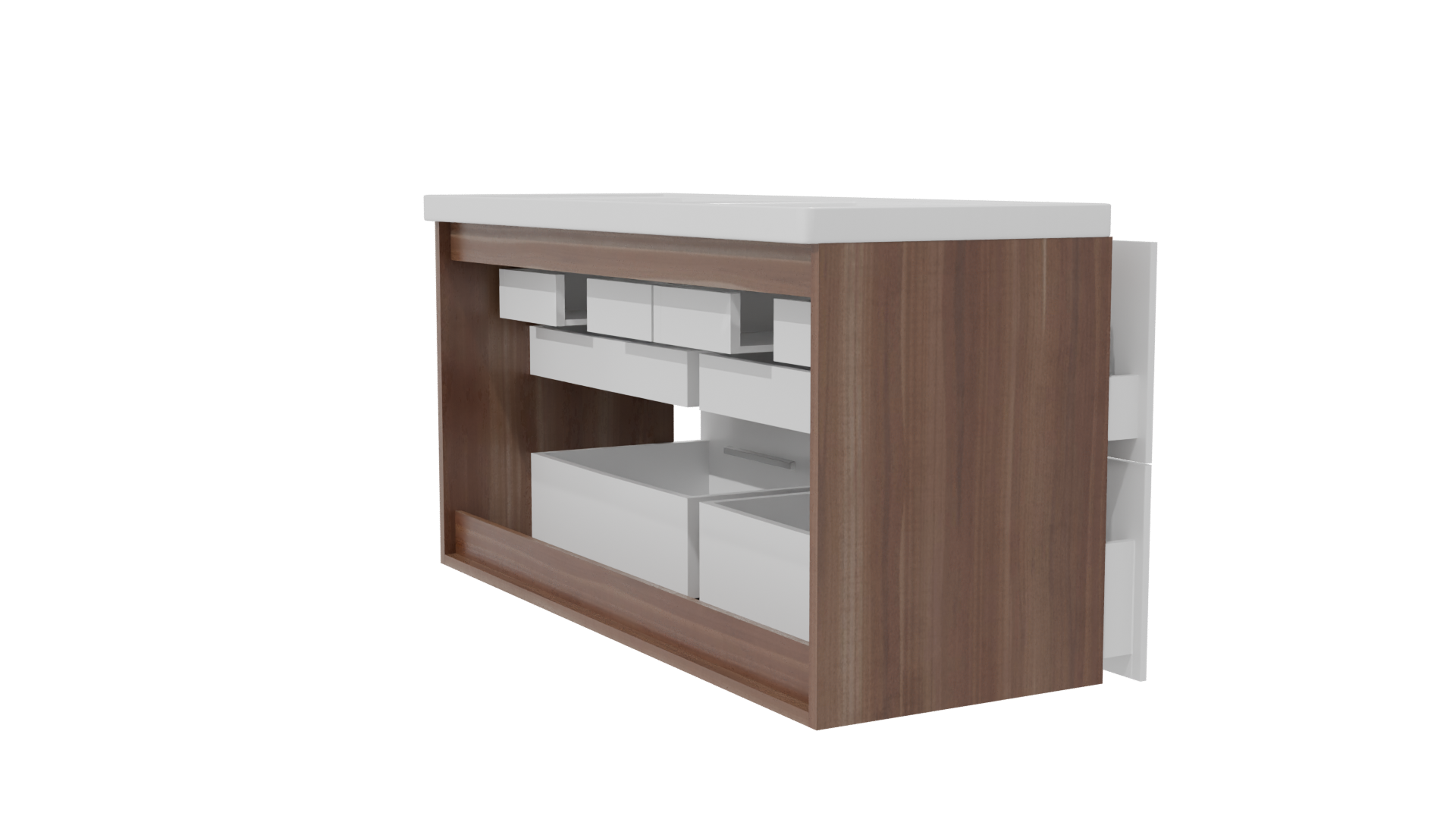 Contemporary Double Sink Vanity Model - Professional 3D Model Render 7