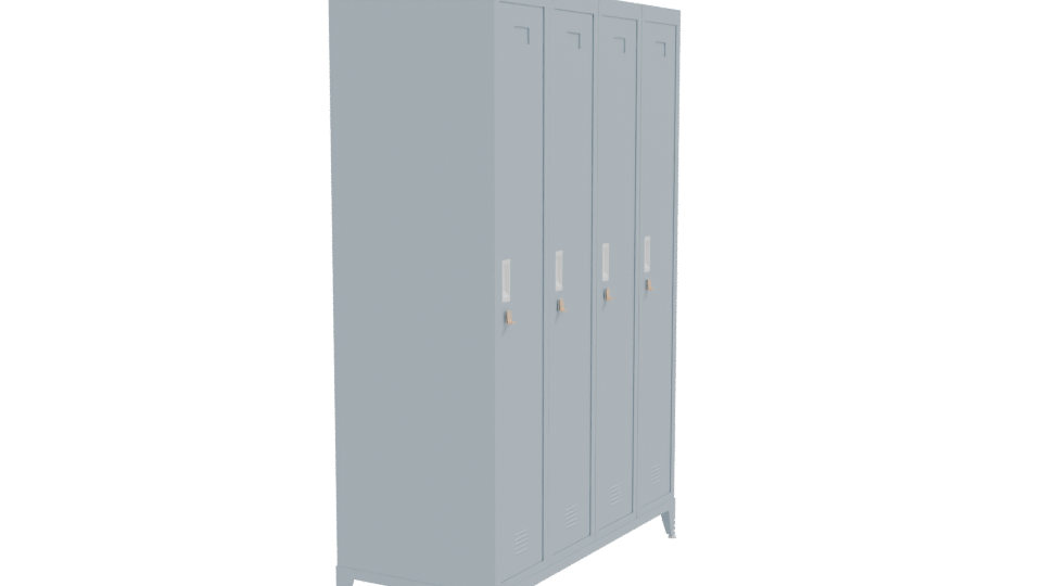 Industrial Four-Door Steel Locker 3D Model - Professional 3D Model Render 9