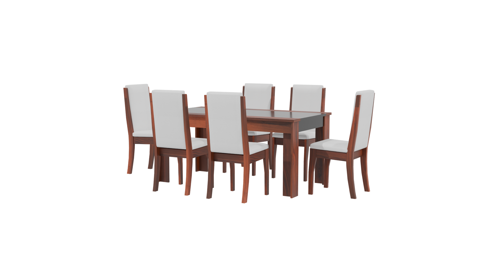 Elegant Wooden Dining Table Set 3D Model - Professional 3D Model Render 3