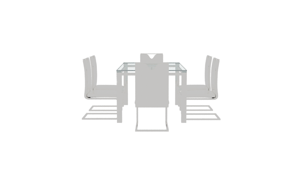 Modern Glass Dining Table Set - Professional 3D Model Render 8