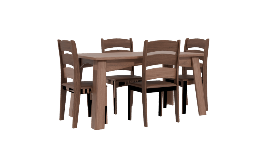 Elegant Wooden Dining Table Set - Professional 3D Model Render 4