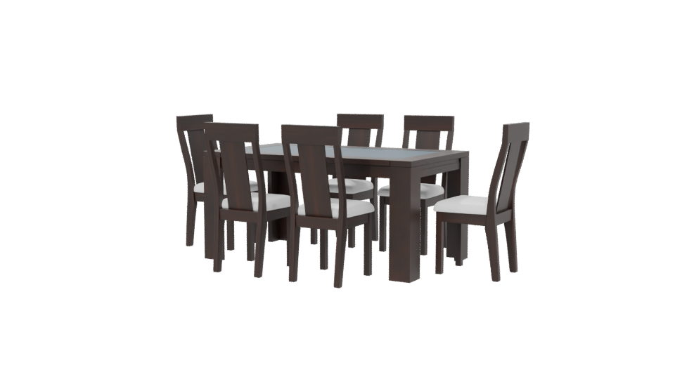 Elegant Modern Wooden Dining Table with Chairs - Professional 3D Model Render 6