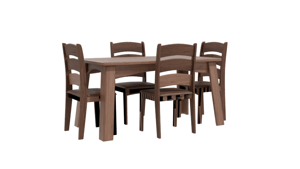 Elegant Wooden Dining Table Set - Professional 3D Model Render 10