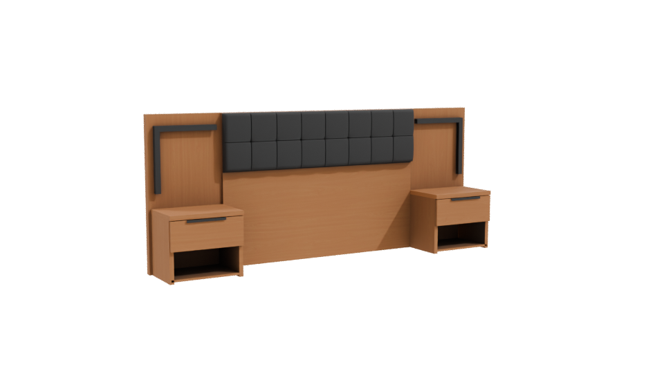 Stylish Wooden Bedroom Headboard Set - Professional 3D Model Render 10
